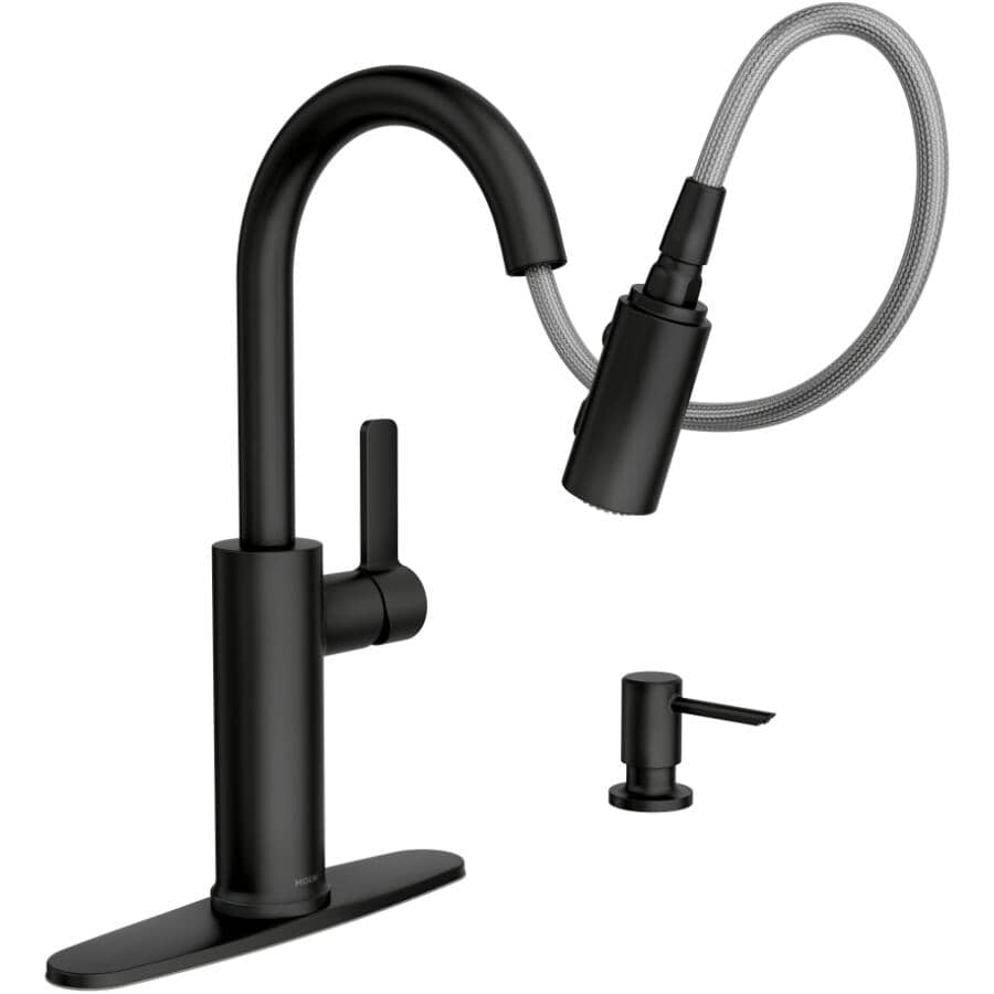 Durani Modern Single Handle Pull-Down Kitchen Faucet - Black