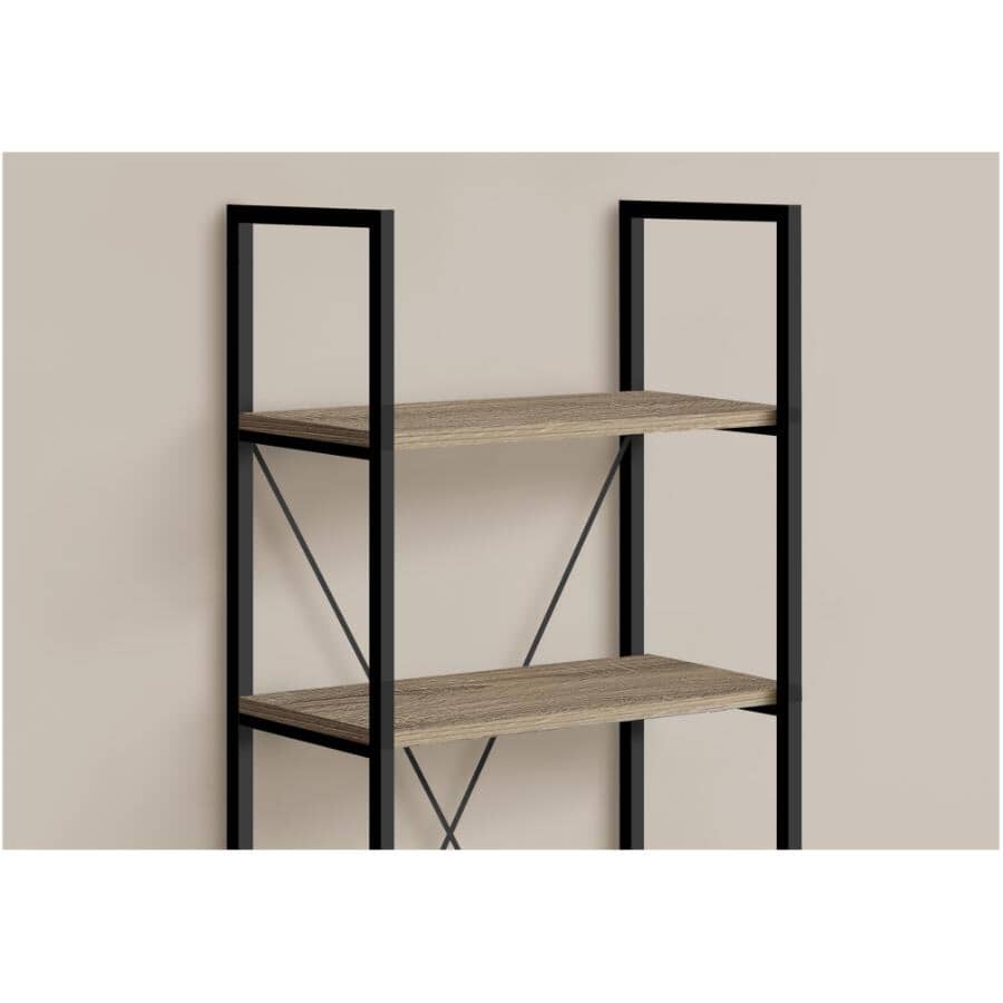 4 Tier Bookcase with Black Metal Legs - Dark Taupe