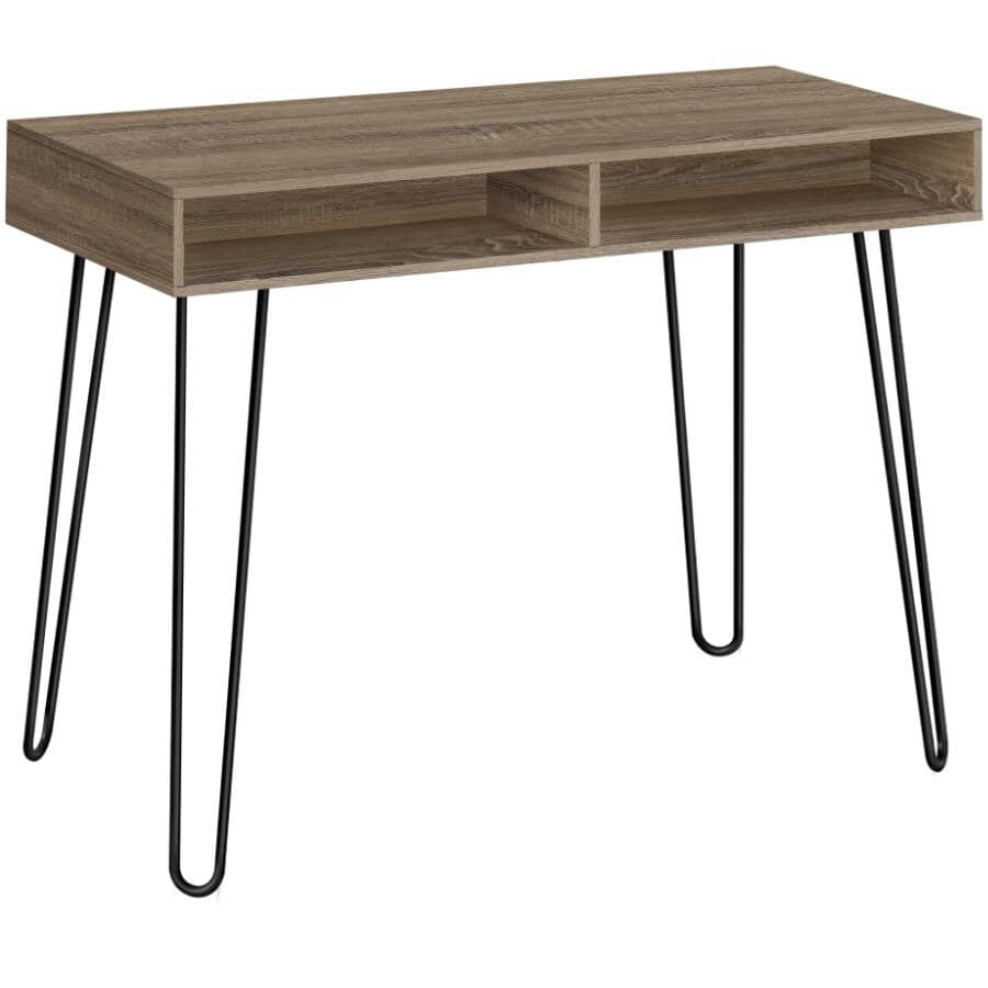 Computer Desk with Black Metal Legs - Dark Taupe