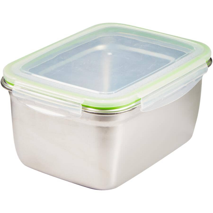 Rectangle Stainless Steel Storage Dish with Snap-On Lid - 2800 ml