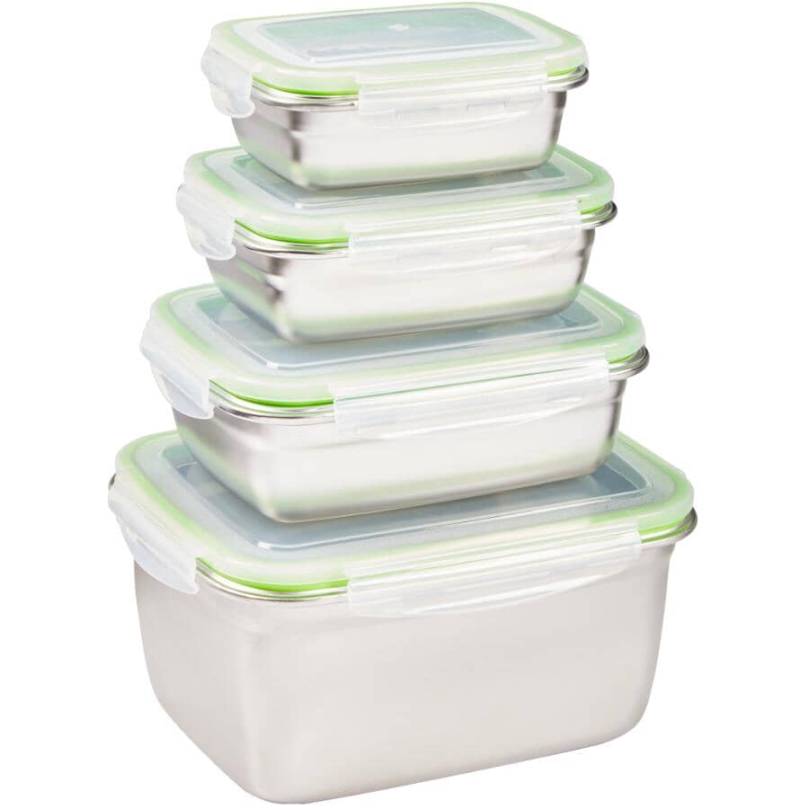 Rectangle Stainless Steel Storage Dish with Snap-On Lid - 2800 ml