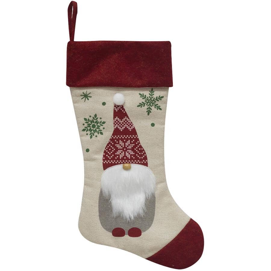 20" Gnome Faux Linen Stocking