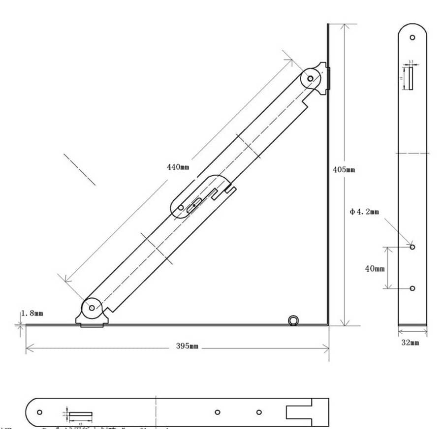 16" White Folding Shelf Bracket