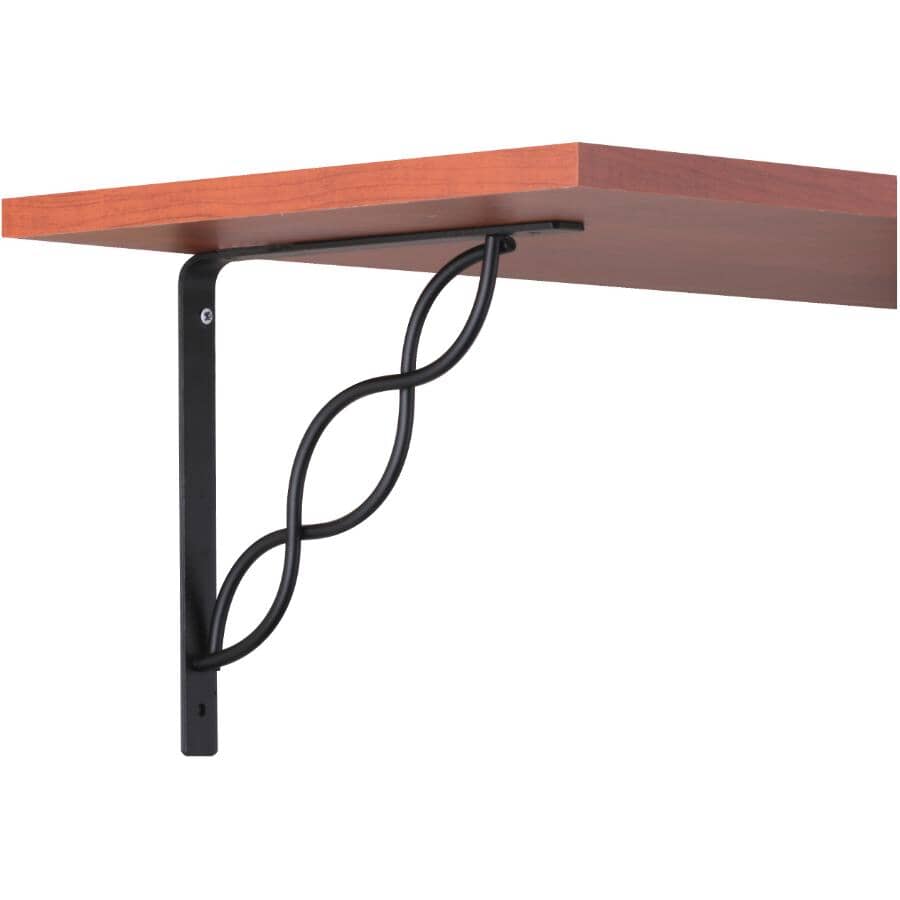 8" Decorative Black Scroll Shelf Bracket