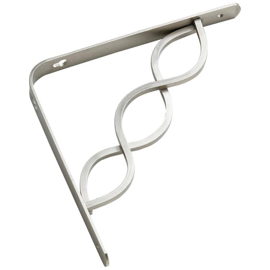 8" Decorative Scroll Shelf Bracket - Brushed Nickel
