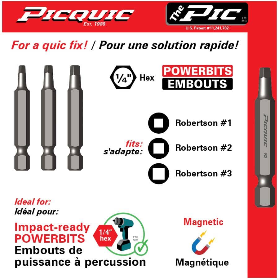 The Pic 3-Piece Robertson Multi-Bit Screwdriver Set