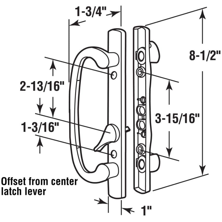 White Sliding Patio Door Mortise Style Handle Set