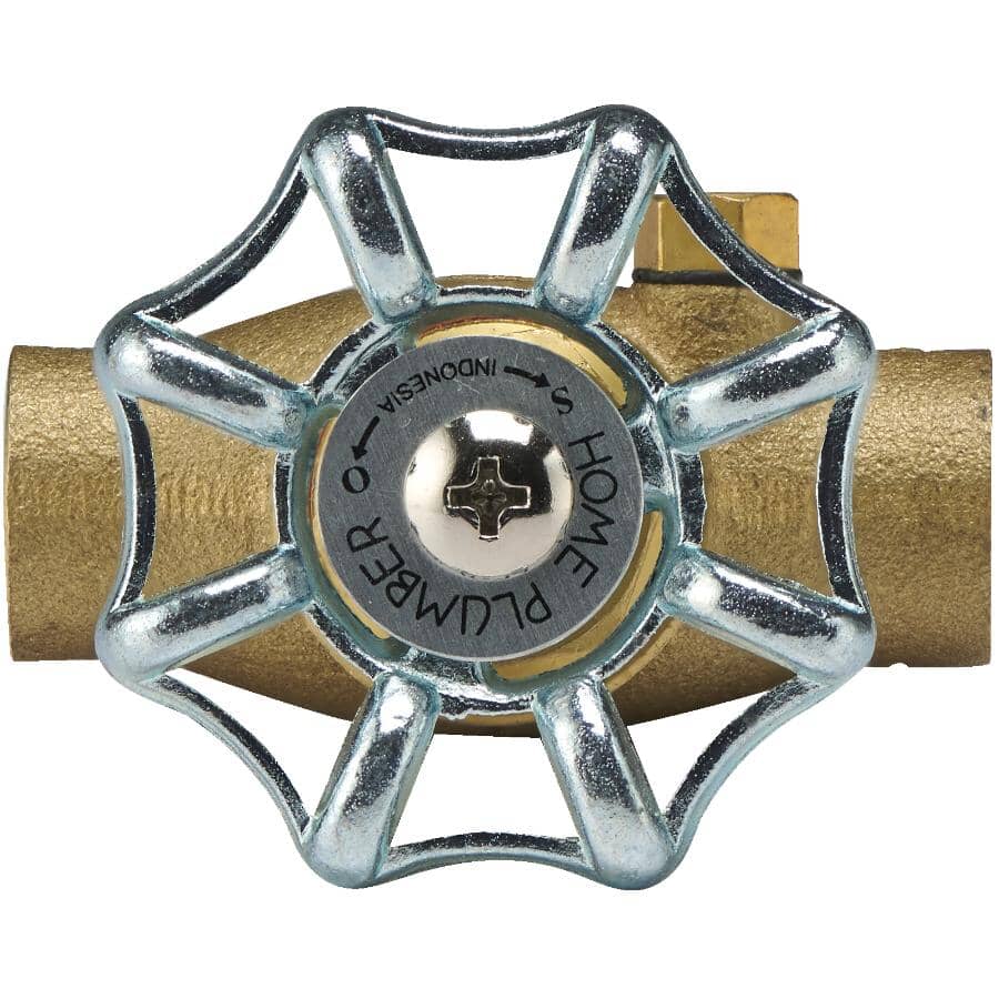 1/2" Copper Straight Stop Valve - with Drain + Aluminum Handle