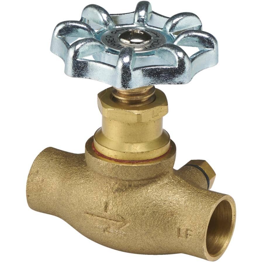 1/2" Copper Straight Stop Valve - with Drain + Aluminum Handle