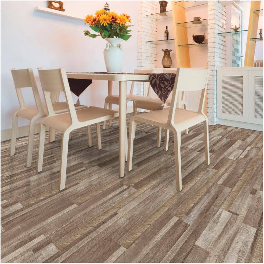 24 sq. ft. 6" x 36" 10mm Edelweiss Press & Go Expresso Vinyl Plank Flooring