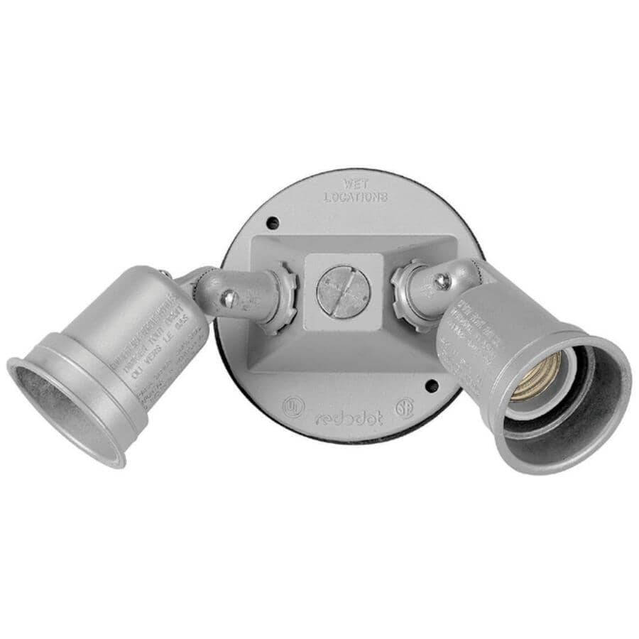 Silver Weatherproof Outdoor Metal Double Lamp Holder