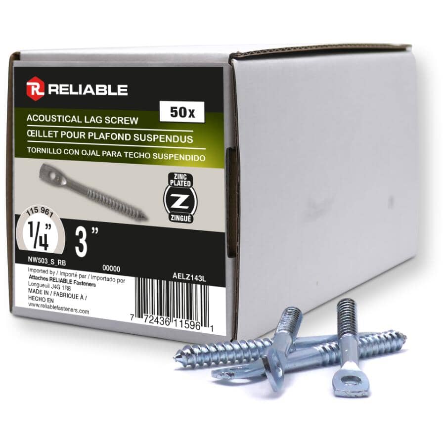 1/4" x 3" Acoustical Lag Screws - 50 Pack