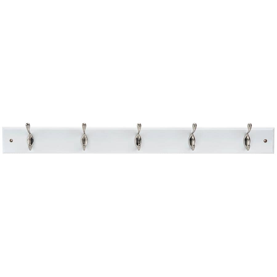 27" 5 Peg White/Brushed Nickel Hat/Coat Rack