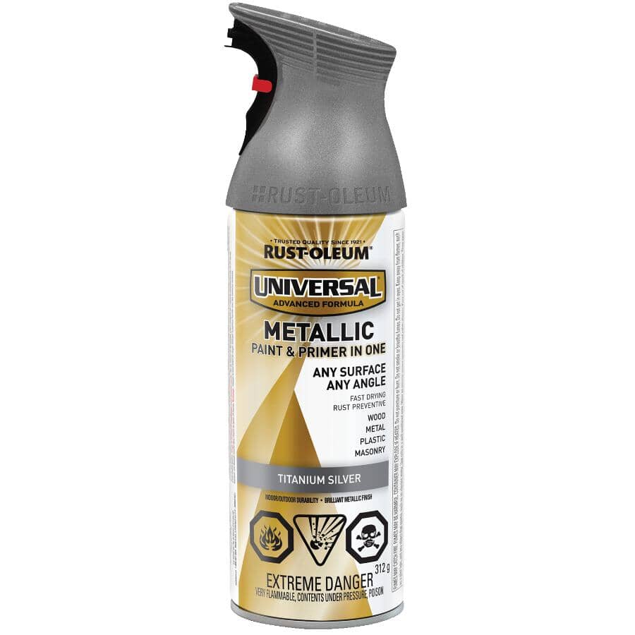 Universal Metallic Spray Paint & Primer - Titanium Silver, 312 g
