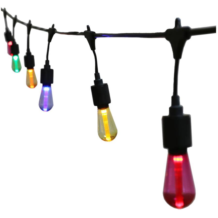 S10 Drop Socket Light Set with Black Wire - Multi-Colour, 10 Lights