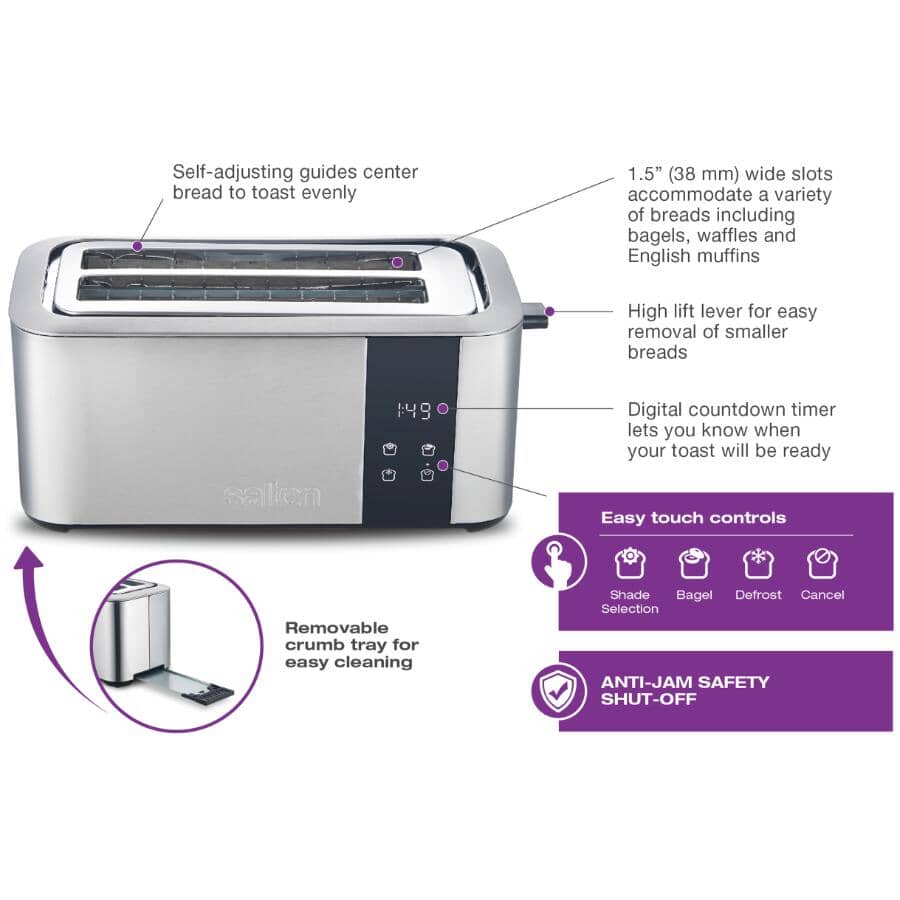 4-Slice Long Slot Toaster - Stainless Steel