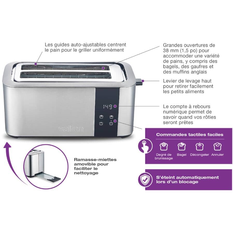4-Slice Long Slot Toaster - Stainless Steel