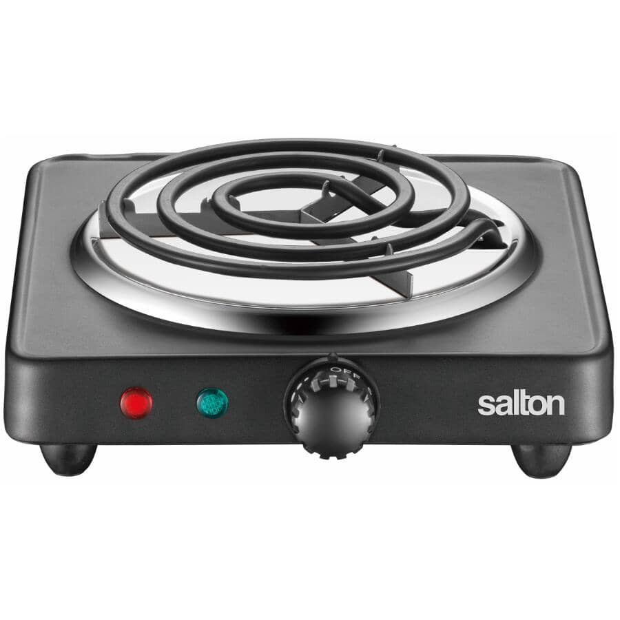 Portable Electric Coil Single Cooktop - with Temperature Control, Black