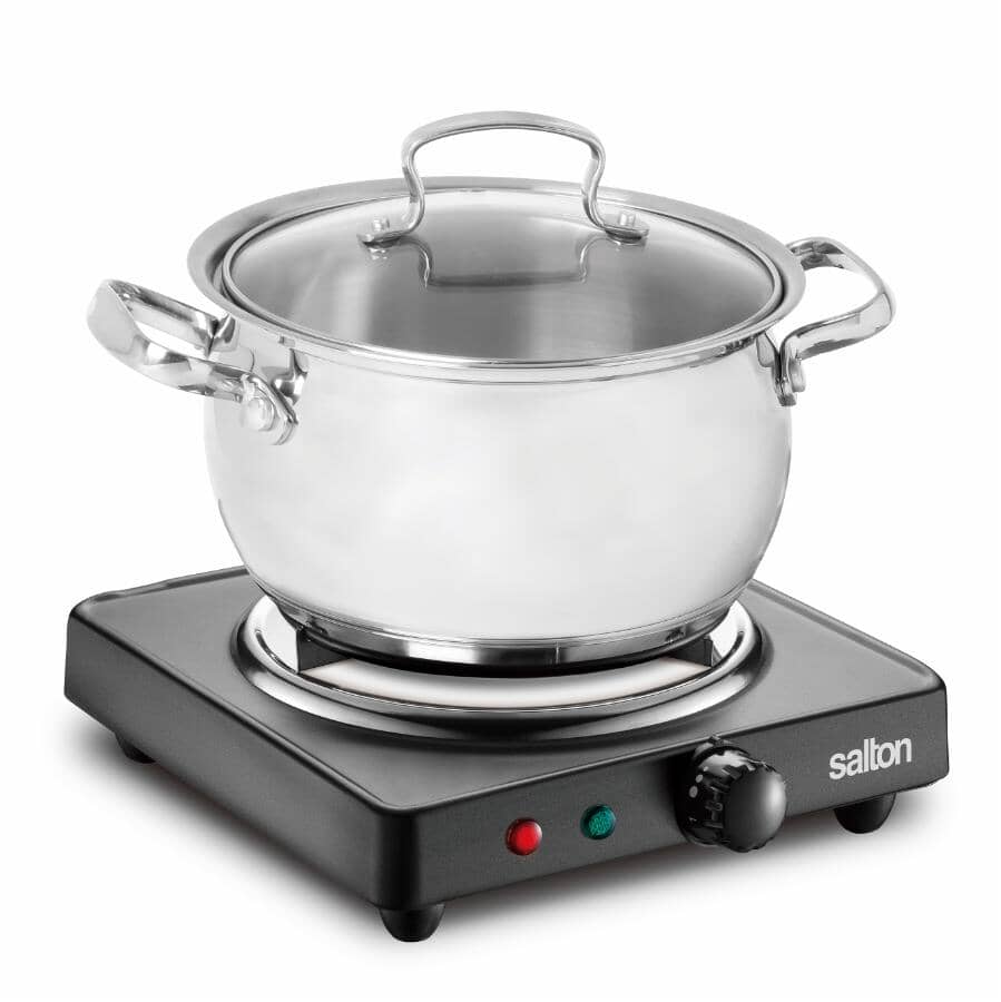 Portable Electric Coil Single Cooktop - with Temperature Control, Black