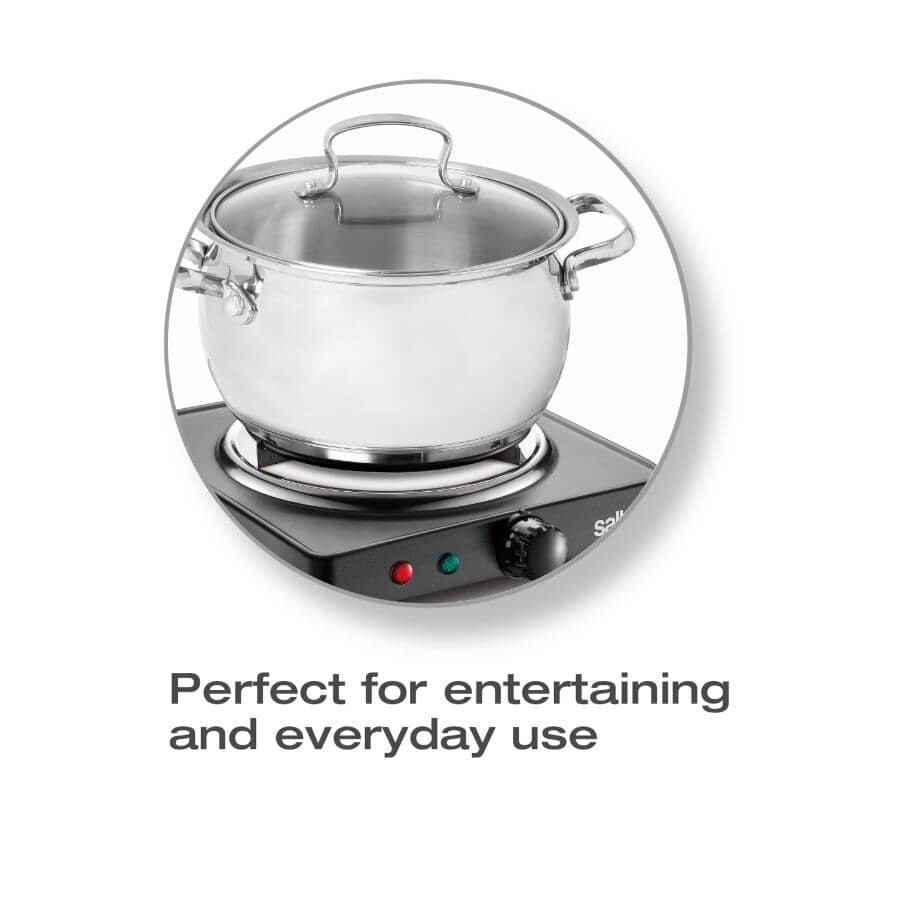 Portable Electric Coil Single Cooktop - with Temperature Control, Black