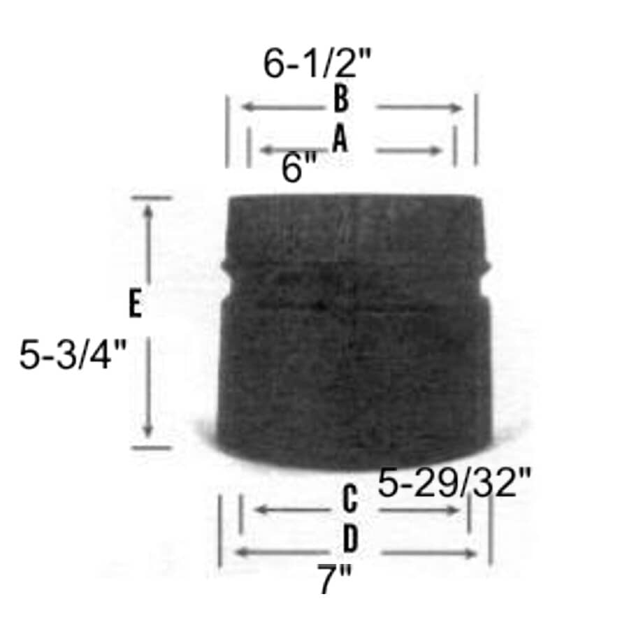 6" Diameter Double Wall Stove Pipe Adapter