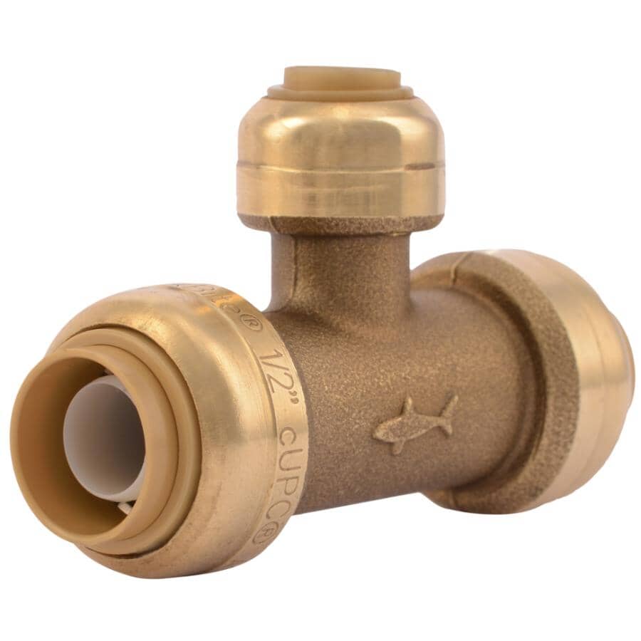 1/2" x 1/2" x 1/4" Push Fit Brass Reducing Tee