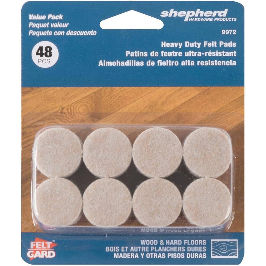 1" Round Heavy Duty Felt Pads - 48 Value Pack