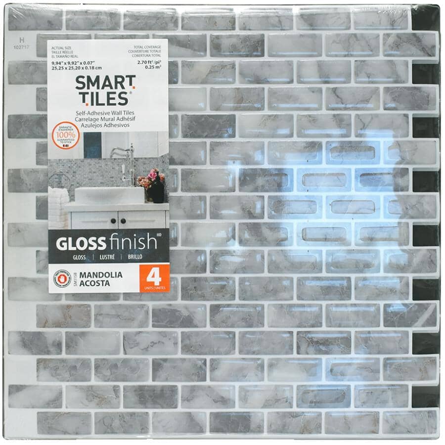 Mandolia Collection Acosta Peel & Stick Backsplash Wall Tiles - 9.94" x 9.92", 4 Pack