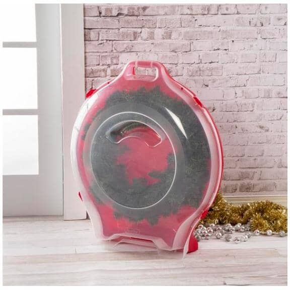 Holiday Nesting Wreath Storage Box with Lid - Red
