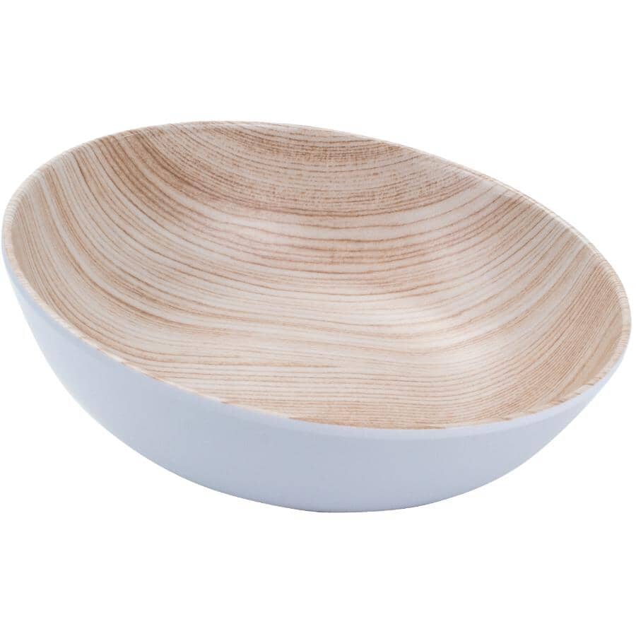 Melamine Salad Bowl with Wood Grain - 7.5"