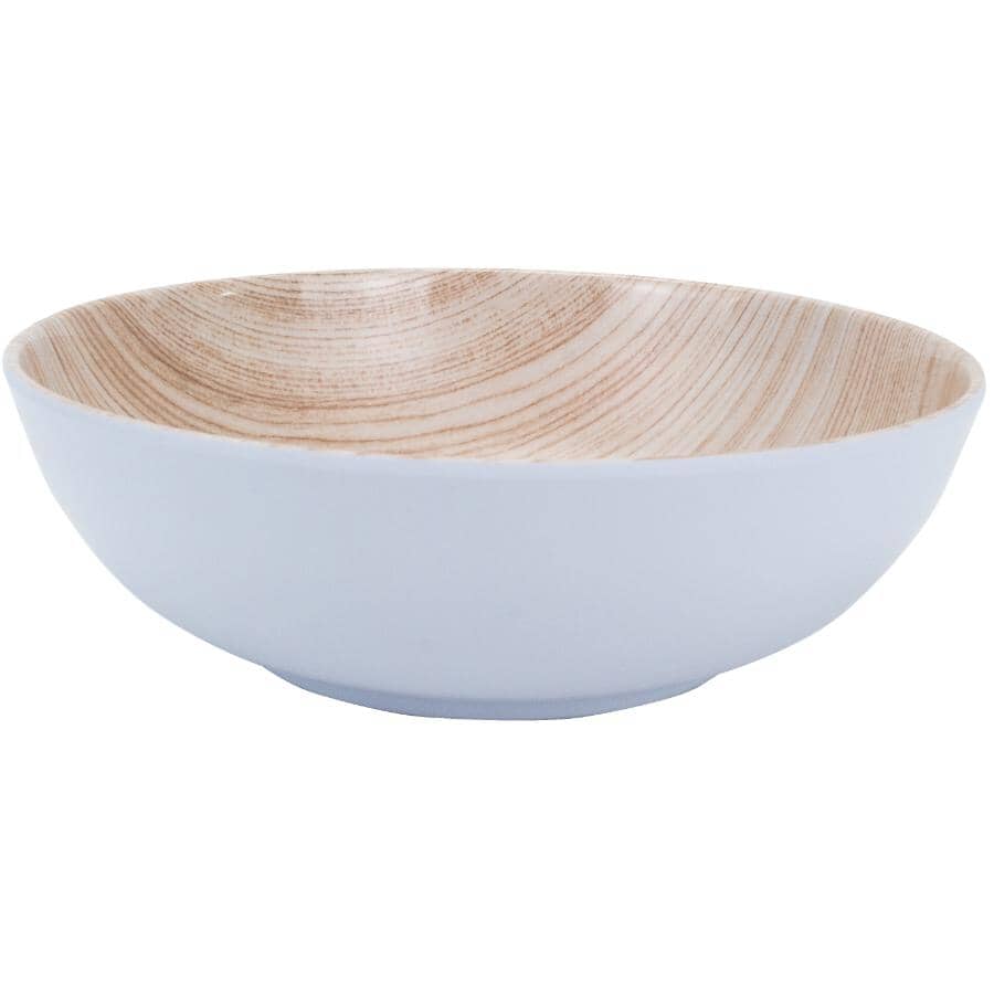 Melamine Salad Bowl with Wood Grain - 7.5"