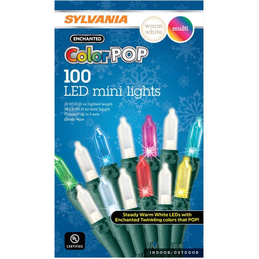 100 LED Colour Pop Mini Light Set - with Green Wire