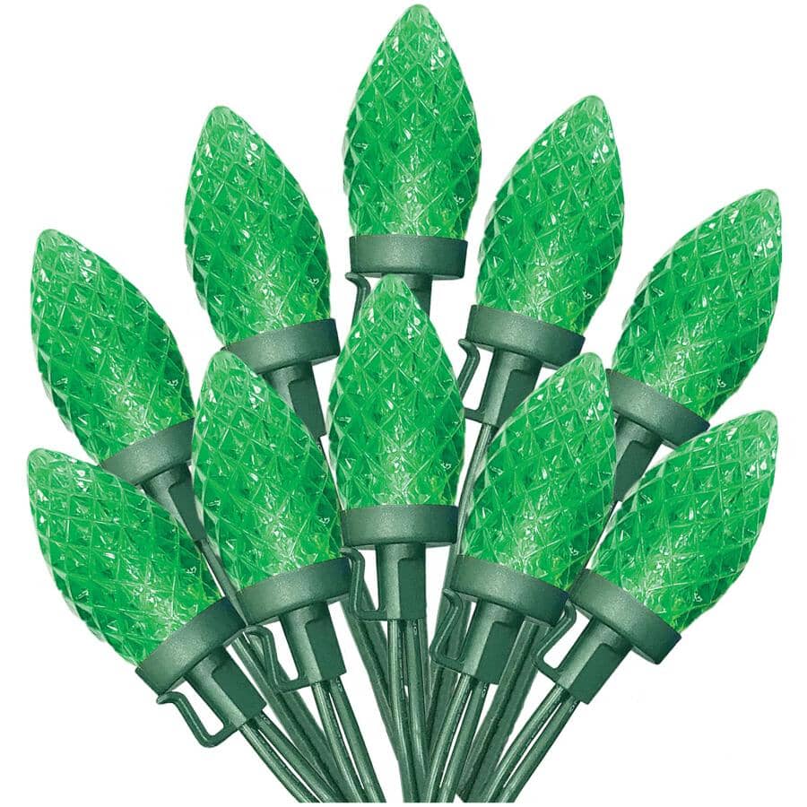 C9 Light Set with Green Wire - Green, 25 LEDs