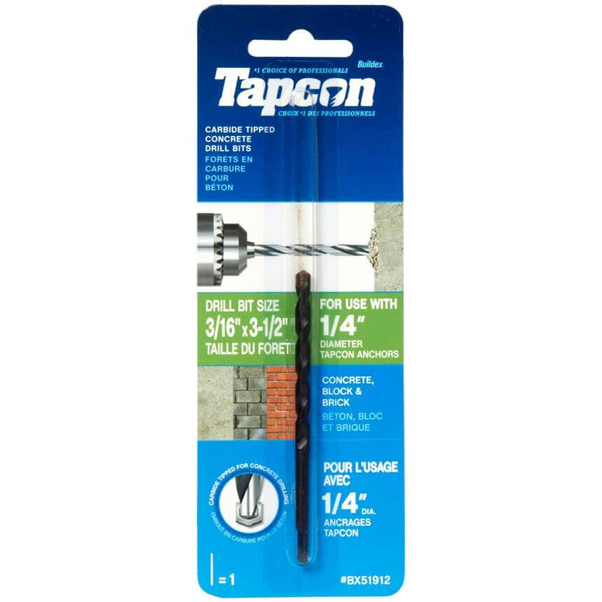 3/16" x 3-1/2" Concrete Screw Drill Bit