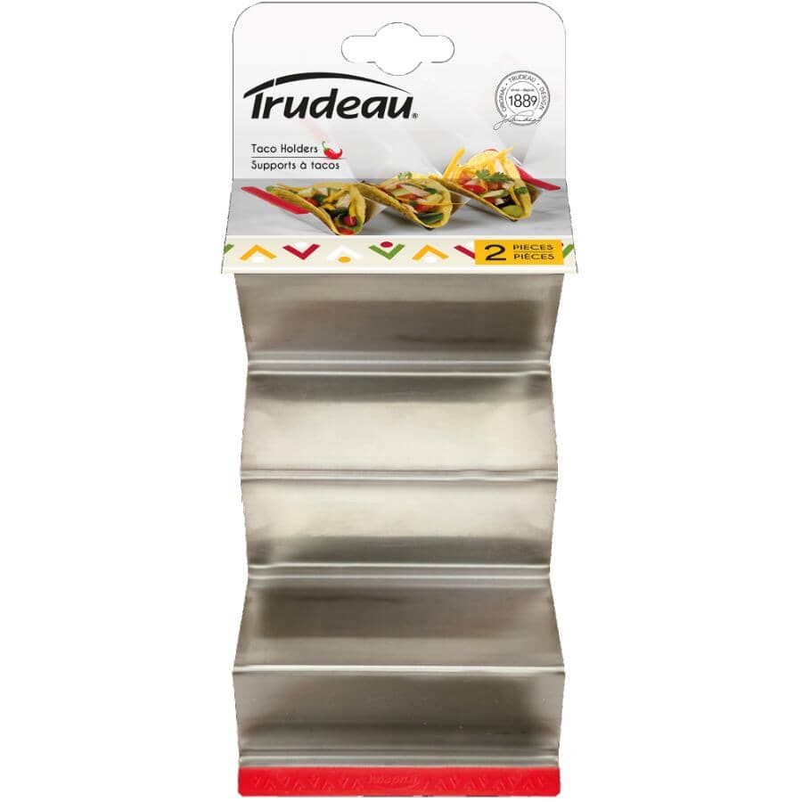 Stainless Steel Taco Holder with Red Handles - 2 Pack