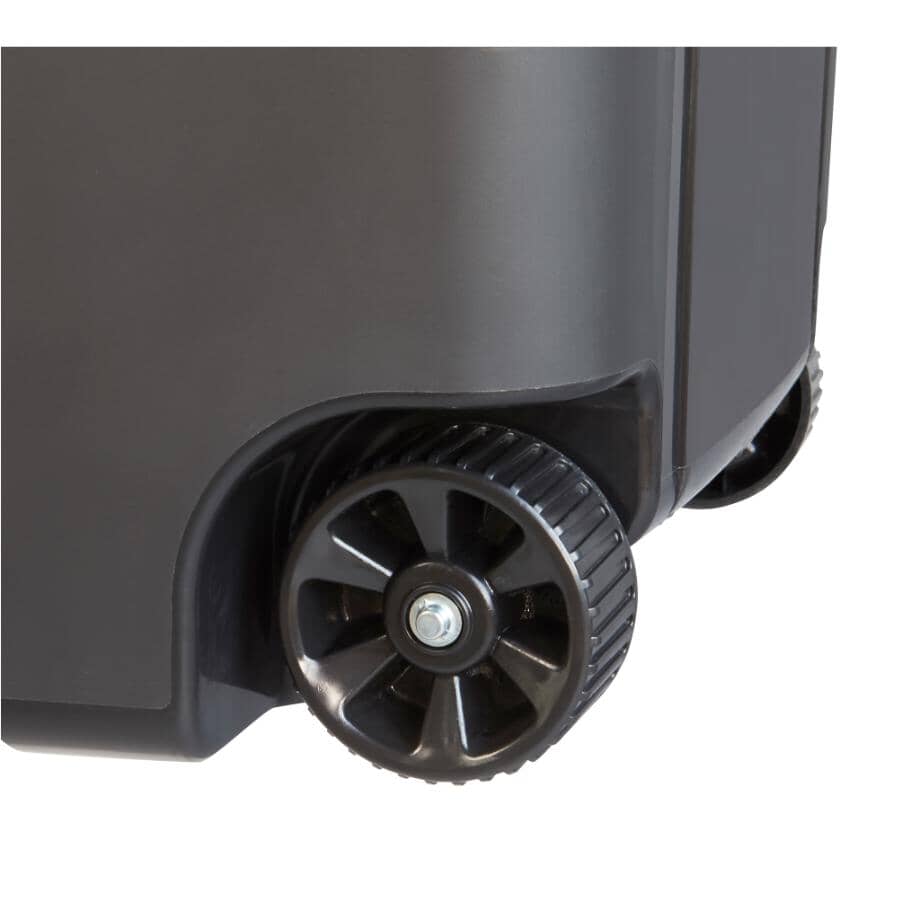 Rough & Ready Wheeled Garbage Can with Attached Lid - Black, 170 L
