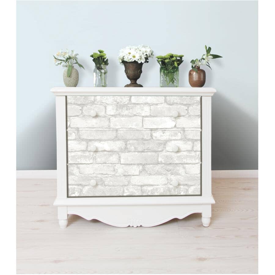 Brick Peel and Stick Wallpaper - Grey & White, 20.5" x 18'