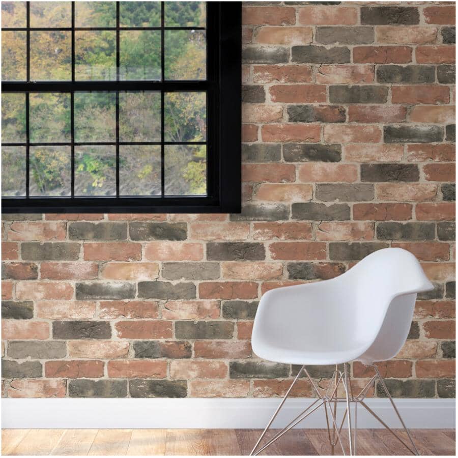 Newport Peel & Stick Wallpaper - Reclaimed Brick, 20.5" x 18'
