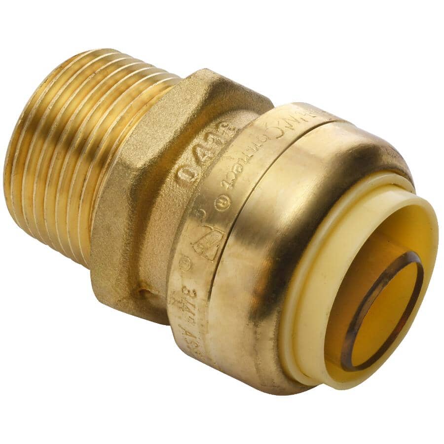3/4" Push Fit x 3/4" MPT Push 'N' Connect Brass Adapter