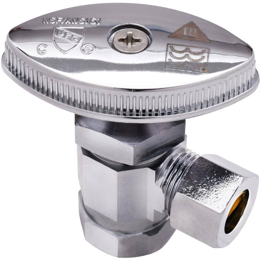 3/8" FPT x 3/8" Outside Diameter Compression Angle Stop Valve