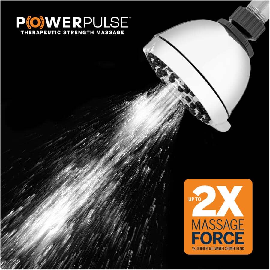 PowerPulse 6 Setting Wall Mount Showerhead - Chrome