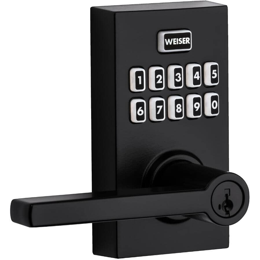 Smartcode Electronic Entrance Leverset - Matte Black, Keyless Entry + Keypad and SmartKey Technology