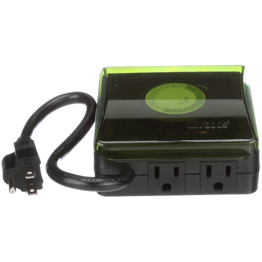 2 Outlet 24 Hour Outdoor Heavy Duty Mechanical Timer, with 3 Conductors