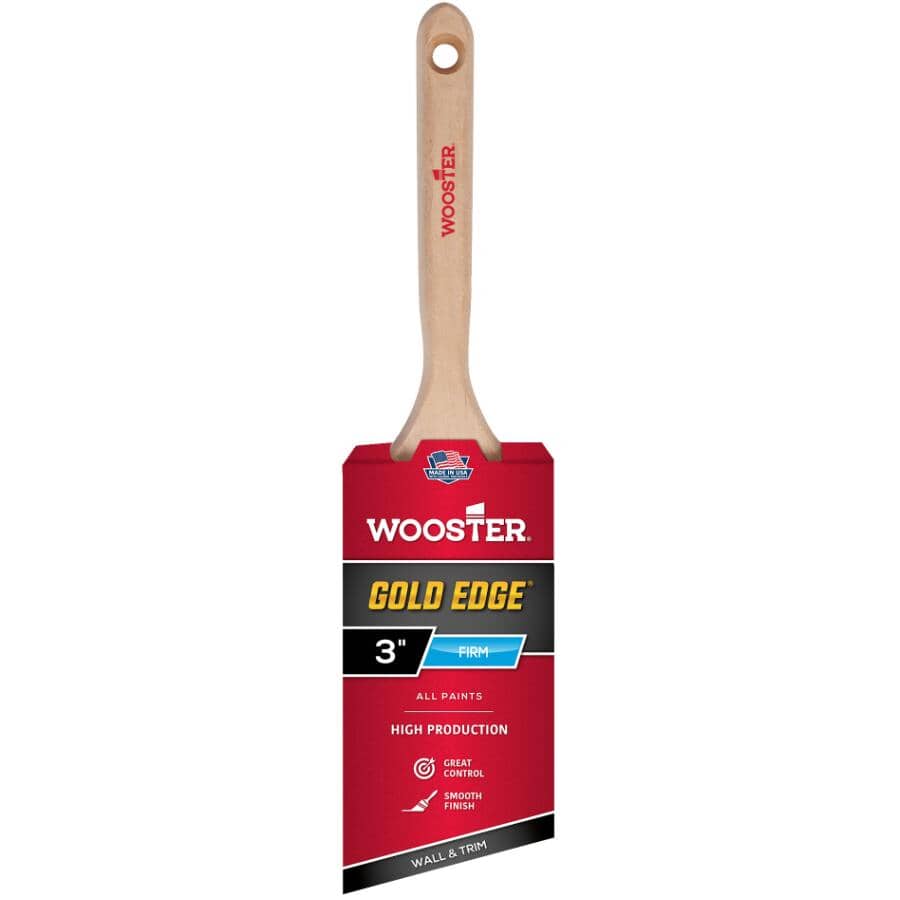 Gold Edge Polyester Angular Paint Brush - 3" / 75 mm