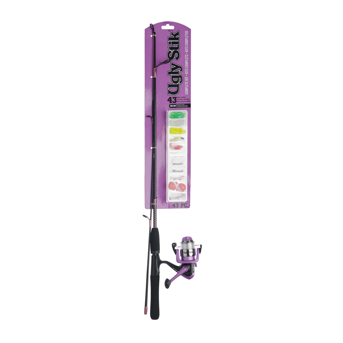 Shakespeare LUGLYMULTISPCOMPKIT Lady UGLTSTIK CBO Kit 5' 2pc Lt. EVA Handle/30sz 1 Brg. 5.2:1 Spin Reel pre-spooled w/8lb.line, Assorted Tackle