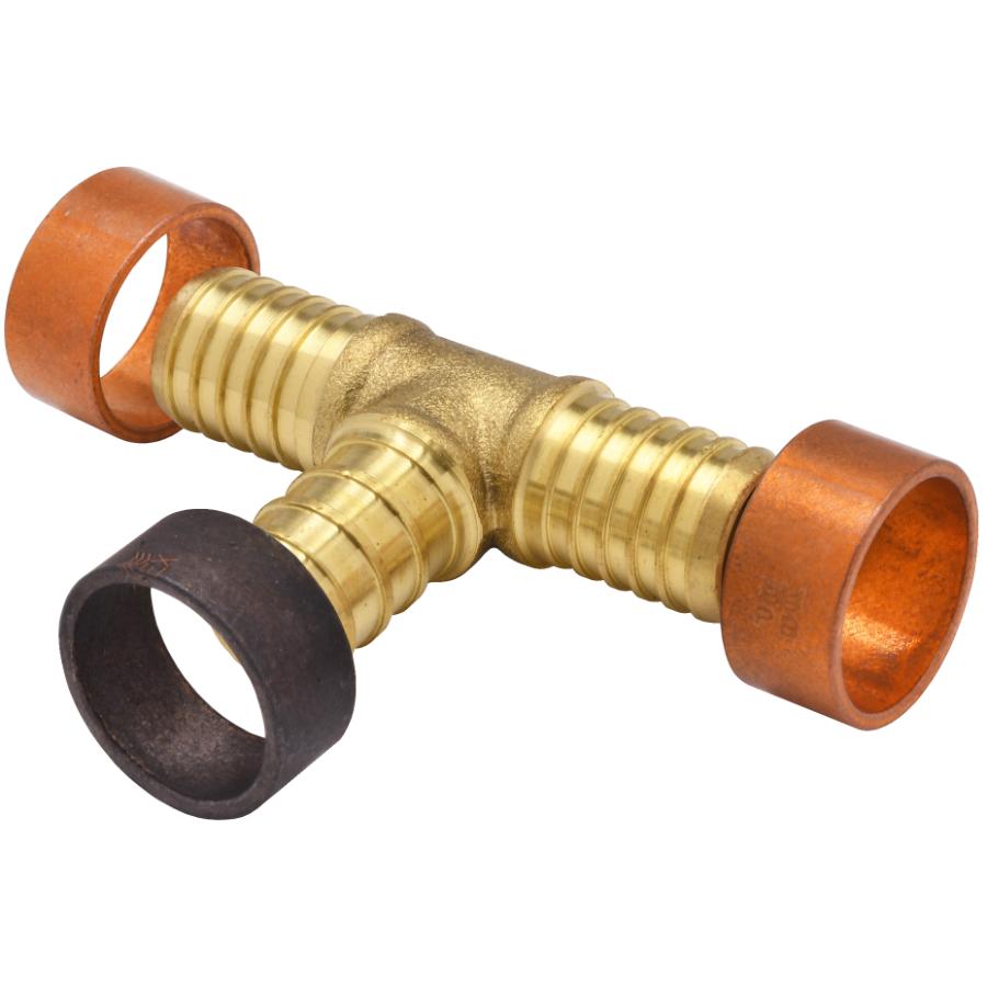 1/2" PB x 1/2" PB x 1/2" PEX Brass Transition Tee