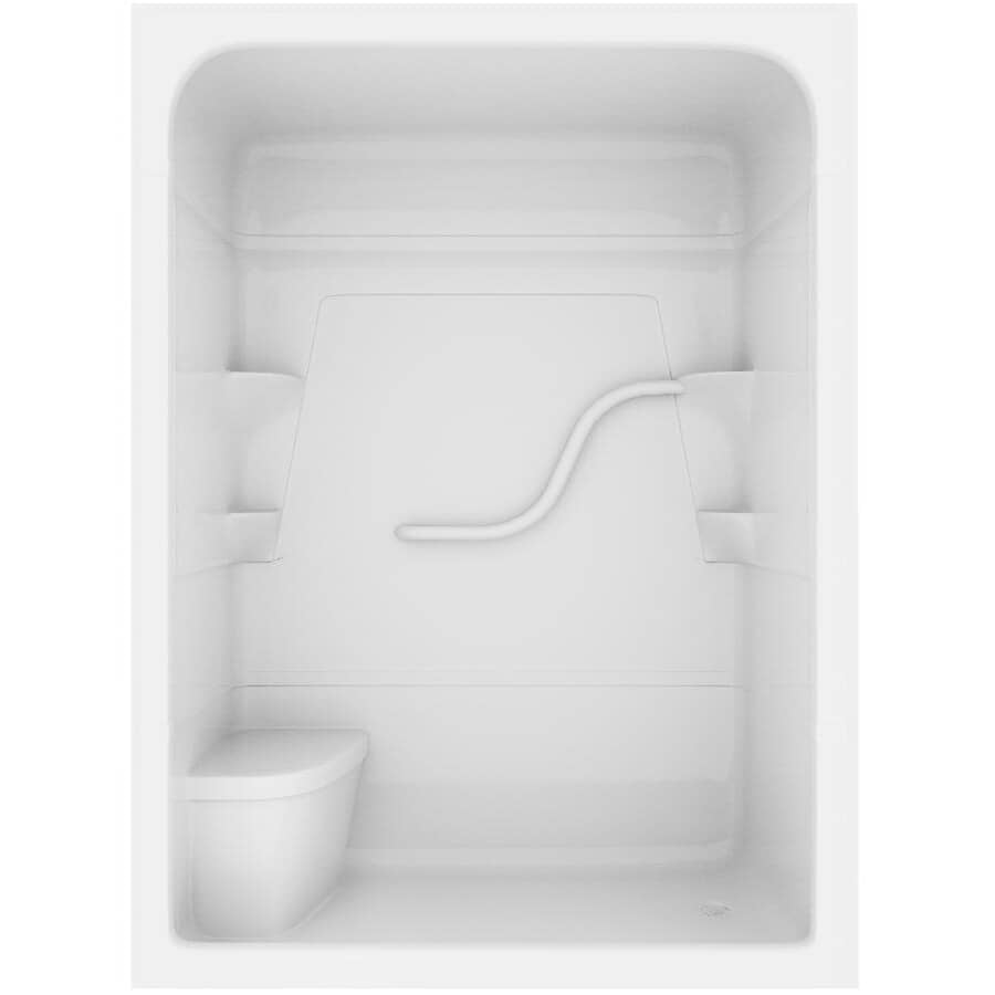 60" x 33.25" Madison 5, 1 Piece Acrylic Shower Cabinet - with Right Hand Drain & Left Seat, White