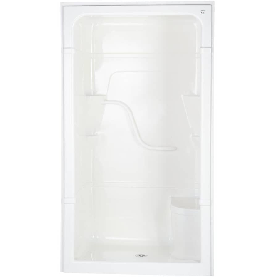 50" x 33.5" Madison 4, 1 Piece Acrylic Shower Cabinet - with Left Hand Plumbing & Right Seat, White