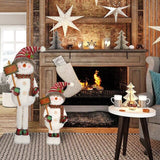 137cm Standing Snowman, White, Red & Green - with Extendable Legs