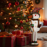 137cm Standing Snowman, White, Red & Green - with Extendable Legs